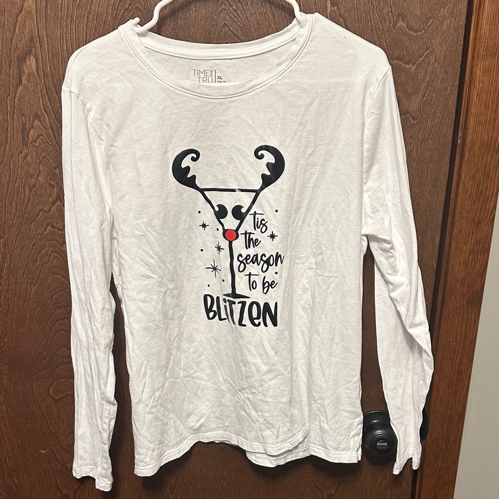 Handmade Tis The Season to be Blitzen - Christmas long sleeve tee size XL
